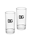 Dolce & Gabbana Logo-print Set Of Two Drinking Glasses In White