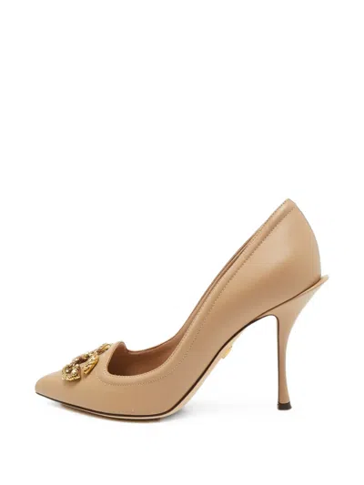 Pre-owned Dolce & Gabbana Dg Logo Stiletto-heel Pumps In Neutrals