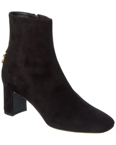 Dolce & Gabbana Dg Logo Suede Bootie In Black