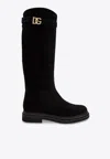 Dolce & Gabbana Dolce  Gabbana Logo Plaque Round Toe Boots In Black