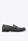 Dolce & Gabbana Suede Loafers With Round Toe And Metal Buckle In Multi