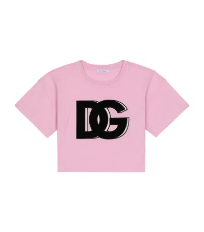 Dolce & Gabbana Kids' Dg Logo T-shirt In Pink