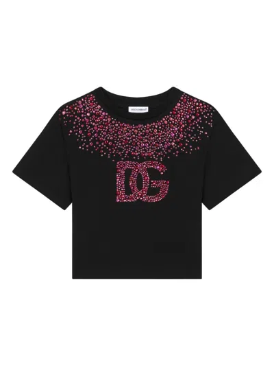 Dolce & Gabbana Kids' Dg-logo T-shirt In Black