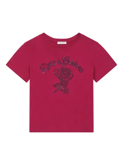 Dolce & Gabbana Kids' Dg Logo T-shirt In Red