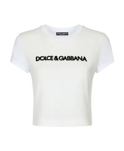 Dolce & Gabbana Short T-shirt With Dg Logo In White