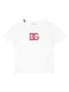 Dolce & Gabbana Girl's Embroidered Interlocked Logo-print T-shirt In White