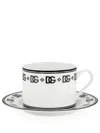 Dolce & Gabbana Dg Logo Teacup And Saucer (set Of Two) In White