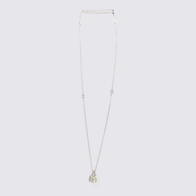 Dolce & Gabbana Dg Logo Teardrop Necklace In Silver