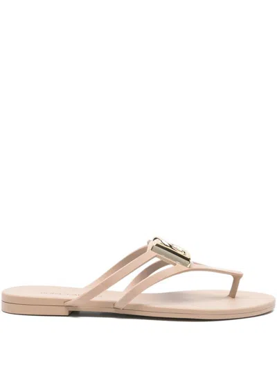 Dolce & Gabbana Dg Thong Sandals In Powder Pink And Gold In Multi