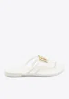 Dolce & Gabbana Women White Thong Sandals With Logo Plaque On The Front In Rubber Woman In White