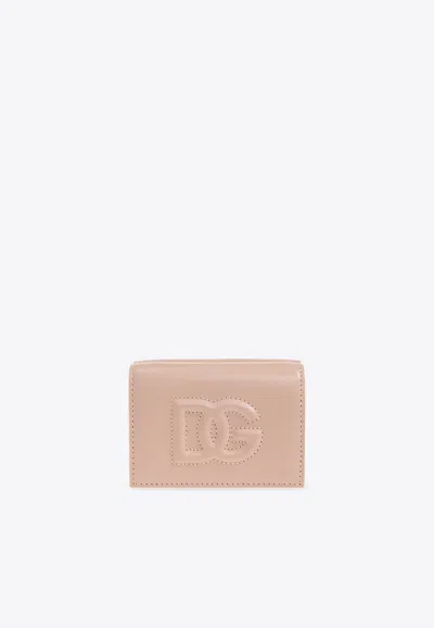 Dolce & Gabbana Dg Logo Tri-fold Wallet In Beige