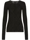 Dolce & Gabbana Tulle T-shirt With All-over Dg Logo In Black