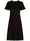 Dolce & Gabbana Midi Black Dress With Dg Detail In Black