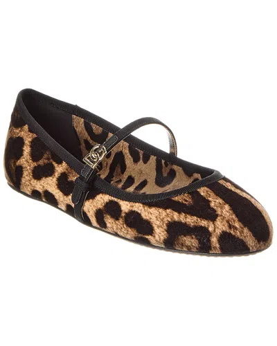 DOLCE & GABBANA DOLCE & GABBANA DG LOGO VELVET BALLET FLAT
