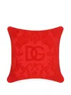 Dolce & Gabbana Dg-logo Velvet Cushion (45cm X 45cm) In Red