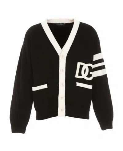 Dolce & Gabbana Man Cardigan Black Size Xl Virgin Wool, Wool, Acrylic, Polyester
