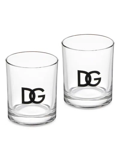Dolce & Gabbana Dg Logo Water Glasses 2-piece Set In Transparent