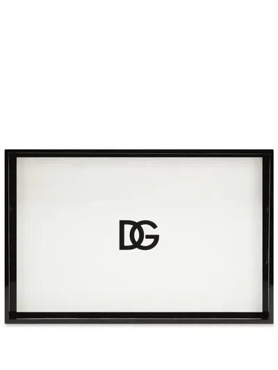 Dolce & Gabbana Dg Logo Wood Tray In Schwarz