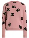 Dolce & Gabbana Wool Sweater With Dg Logo Inlay In Pink