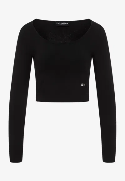 Dolce & Gabbana Dg Long-sleeved Top In Black