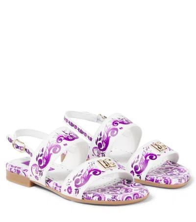 DOLCE & GABBANA DG MAJOLICA LEATHER SANDALS