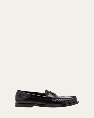 DOLCE & GABBANA DG MEDALLION LEATHER CLASSIC LOAFERS