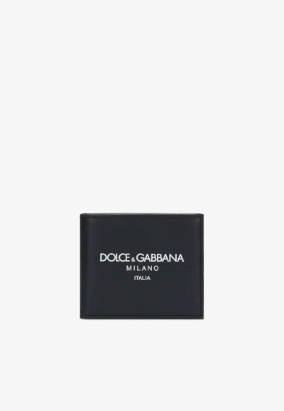 Dolce & Gabbana Dg Milano Bi-fold Wallet In Calf Leather In Navy