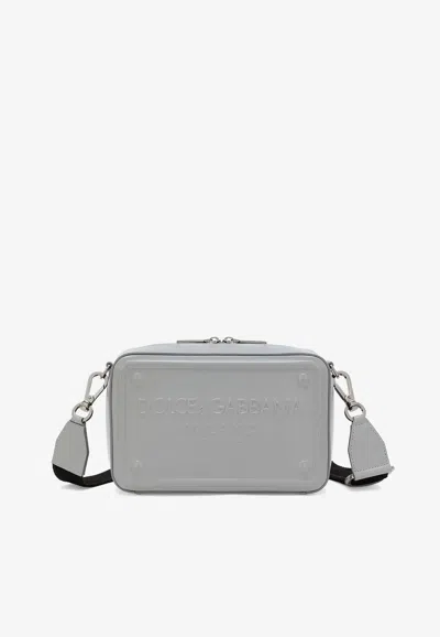 Dolce & Gabbana Dg Milano Calf Leather Crossbody Bag In Gray