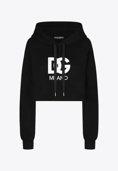 DOLCE & GABBANA DG MILANO CROPPED HOODED SWEATSHIRT