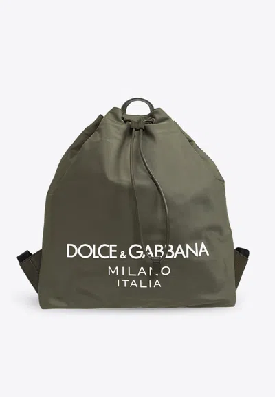 Dolce & Gabbana Dg Milano Logo Print Backpack In Green