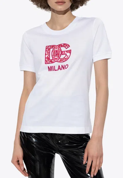 Dolce & Gabbana Dg Milano Patch T-shirt In White