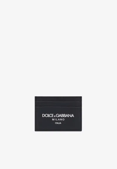 Dolce & Gabbana Dg Milano Print Leather Cardholder In Navy