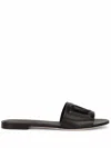 Dolce & Gabbana Dg Millenials Calf Leather Sandals With Cut-out Logo In Black