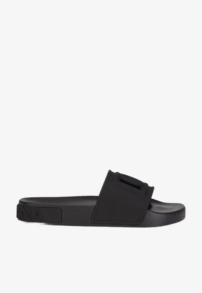 Dolce & Gabbana Dg Millenials Rubber Slides In Black