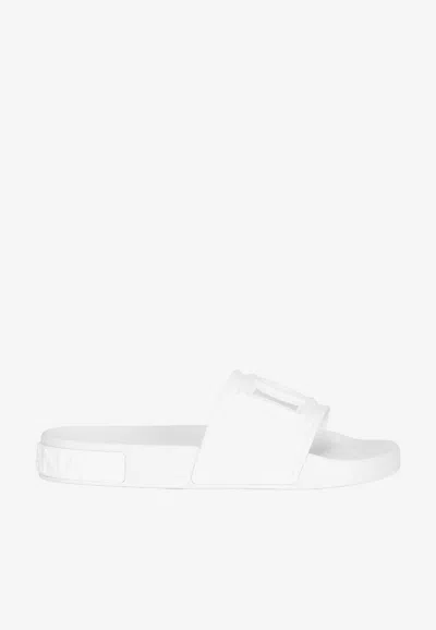 Dolce & Gabbana Dg Millenials Rubber Slides In White