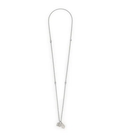 Dolce & Gabbana Teardrop Necklace With Dg Logo In Silver