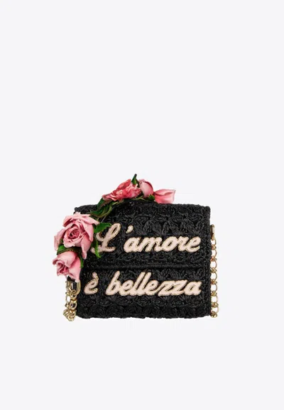 Dolce & Gabbana Dg Millennials L'amore È Bellezza Woven Crossbody Bag In Black