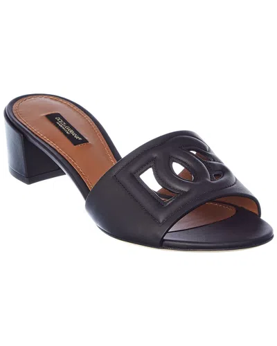 Dolce & Gabbana Women's Dg Logo Leather Sandals In Black