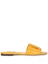 Dolce & Gabbana Dg Millenials Fianchi Coco Crocodile Leather Slides In Gelb