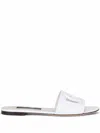 Dolce & Gabbana Dg Millennials Logo Leather Flat Slides Shoes In Multi