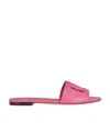 Dolce & Gabbana Dg Logo Slides In Calf Leather In Pink