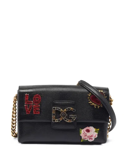 Pre-owned Dolce & Gabbana Dg Millennials Patch-embellished Shoulder Bag In Black