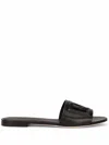 Dolce & Gabbana Black Flats With Cut-out Band And Dg Logo In Soft Rubber Woman In Black