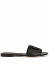 Dolce & Gabbana Black Flats With Cut-out Band And Dg Logo In Soft Rubber Woman In Black