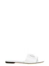Dolce & Gabbana Dg Millennials Logo Leather Flat Slides In White