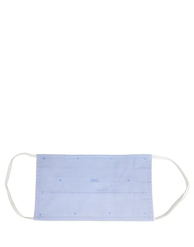 Dolce & Gabbana Dg Monogram Cotton Face Mask In Blue