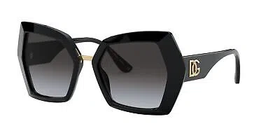 Pre-owned Dolce & Gabbana Dg Monogram Dg 4377 Black/grey Shaded 54/19/145 Women Sunglasses In Gray