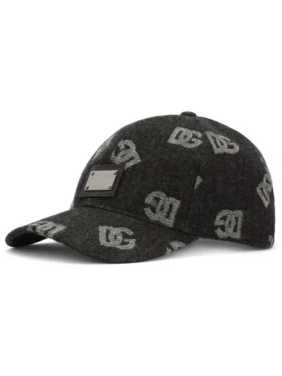 Dolce & Gabbana Denim Logo-print Hat In Black