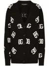 Dolce & Gabbana All-over Logo Intarsia V-neck Cardigan In Black