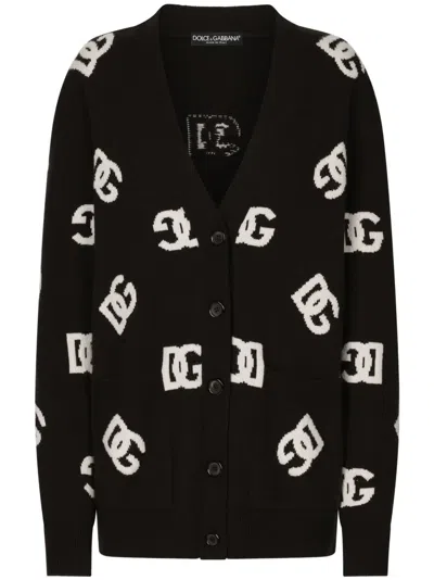 DOLCE & GABBANA DG MONOGRAM VIRGIN WOOL CARDIGAN
